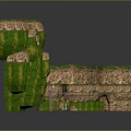 Decorative Green And Brown Striped Structure With Layered Platforms And Base Stones