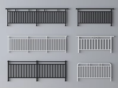 Various Stylish Fence Designs in Black and White for Home Exteriors 3d model
