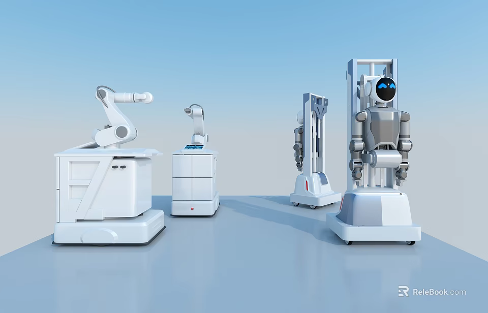 Intelligent Machines Featuring Robotic Arms Service Robots And Modern Design 3d model 