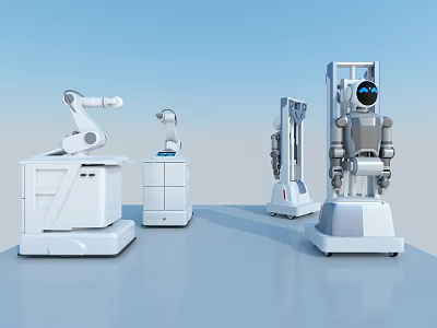 Intelligent Machines Featuring Robotic Arms Service Robots And Modern Design 3d model