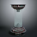 Tall Cosmic Space Structure With Circular Base Transparent Section And Top Platform Module