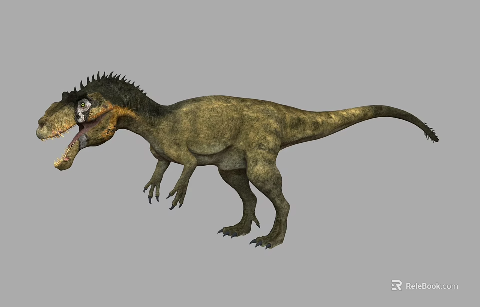 Realistic Dinosaur Figure With Spiked Head Open Mouth And Sharp Teeth 3d model 
