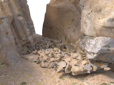 Natural Cliffside Rock Terrain With Scattered Rubble And Boulder Debris 3d model