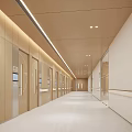 Spacious Hospital Outpatient Clinic Corridor With Modern Design Bright Lighting Elevators And Clean Flooring