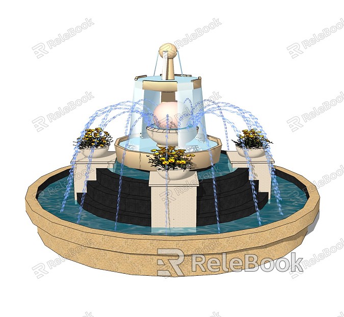 Jianou Fountain Landscape Entrance Waterscape model