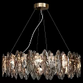 Elegant Modern Crystal Chandelier With Leaf Shaped Design And Illuminated Glowing Structure