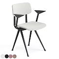 Modern Single Chair With White Upholstered Seat Black Metal Frame And Armrests
