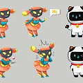 Modern 2D pet animal image robot cute cat dog robot silhouette 3d model