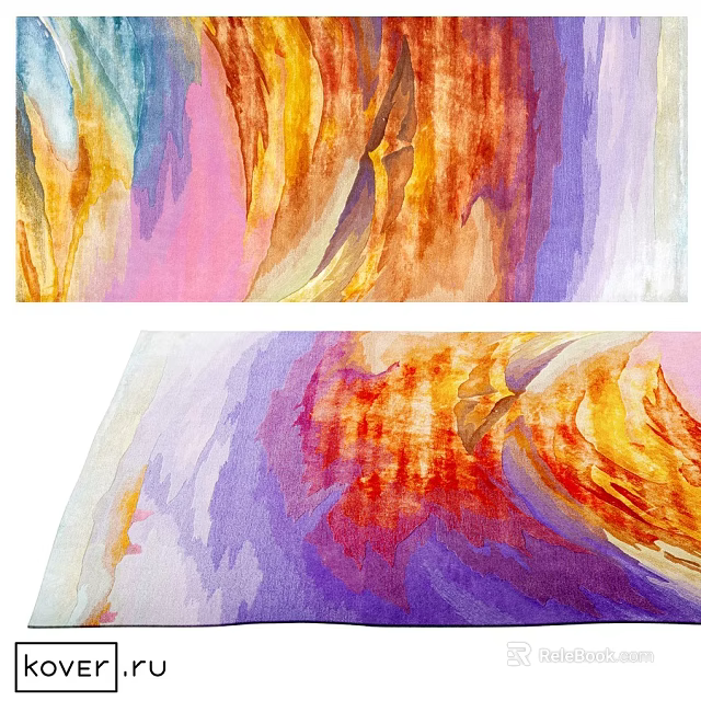 Vibrant Square Carpet For Living Room With Watercolor Abstract Pattern And Artistic Design 3d model 