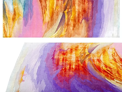 Vibrant Square Carpet For Living Room With Watercolor Abstract Pattern And Artistic Design 3d model