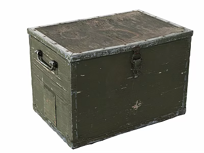 Green Wooden Storage Box For Hardware Tools With Metal Latches And Handles 3d model