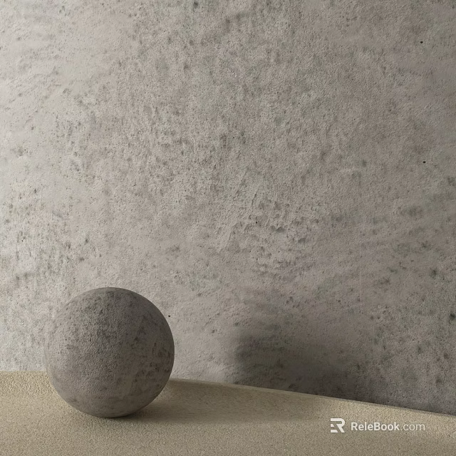 Textured Gray Wall With Gray Sphere On Light Colored Countertop Surface 3d model 