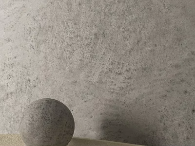 Textured Gray Wall With Gray Sphere On Light Colored Countertop Surface 3d model