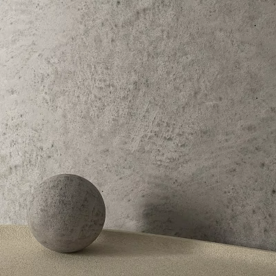 Textured Gray Wall With Gray Sphere On Light Colored Countertop Surface 3d model