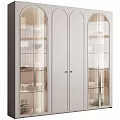 Elegant Modern Decorative Cabinet With Glass Doors And Open Shelves Design