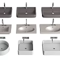 Modern Washbasins In Multiple Styles Square Round Shapes And Gray White Colors 3d model