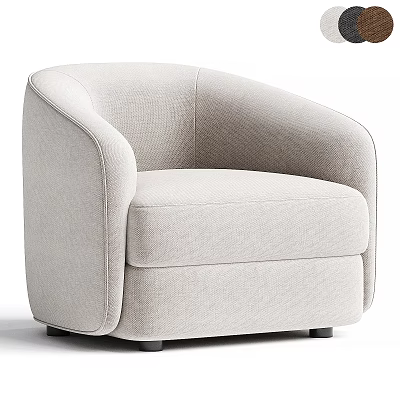Modern Light Beige Fabric Single Sofa With Rounded Arms And Black Legs 3d model