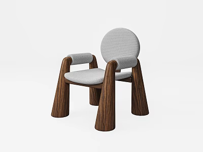 Modern Children's Chair With Wooden Legs And Light Gray Padded Seat 3d model