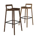 Modern Minimalist Wooden Bar Stools With Sleek Legs And Metal Support Bars For Home Bar
