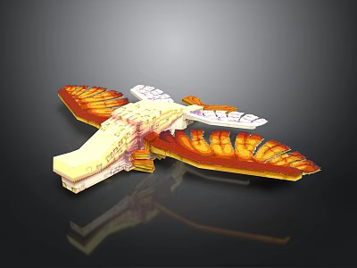 Artistic Abstract Structure With Yellow Orange Wing Like Design And Unique Shape 3d model