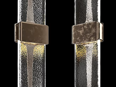 Two Modern Metallic Textured Wall Lamps With Warm Yellow Light And Sleek Design 3d model