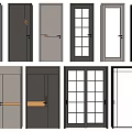 Modern Hinged Doors Featuring Various Styles Glass Panels And Solid Designs 3d model