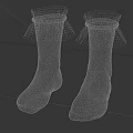 Cute Black And White Socks With Lace Trim And Small Heart Patterns 3d model