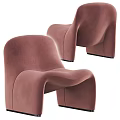 Stylish Pink Gray And Blue Velvet Leisure Chairs With Curved Modern Design