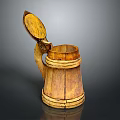 Vintage Style Wooden Mug With Lid As Practical Household Item