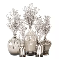 Collection of Glass Vases With Decorative Flowers In Different Sizes For Home Decor