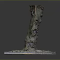Wooden Stump Decorative Piece With Natural Stone Base And Textured Surface