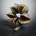 Organic Circular Arrangement Of Brown Textured Pod Like Segments With Central Hollow