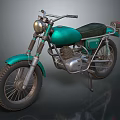 Vintage Teal Motorcycle with Black Seat Headlight Classic Design and Metallic Wheels