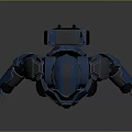 Armored Humanoid Creature Character With Blue Gray Armor And Horned Helmet