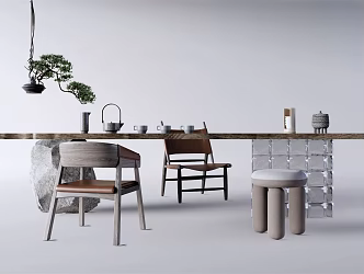 New Chinese Tea Table and Chair 3d model