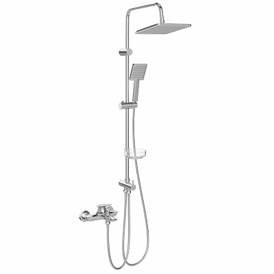 Modern Chrome Shower System With Rainfall Head Handheld Sprayer And Mounting Bracket 3d model