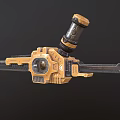 Mechanical Golden Black Sword With Patterned Blade And Ornate Hilt Device 3d model