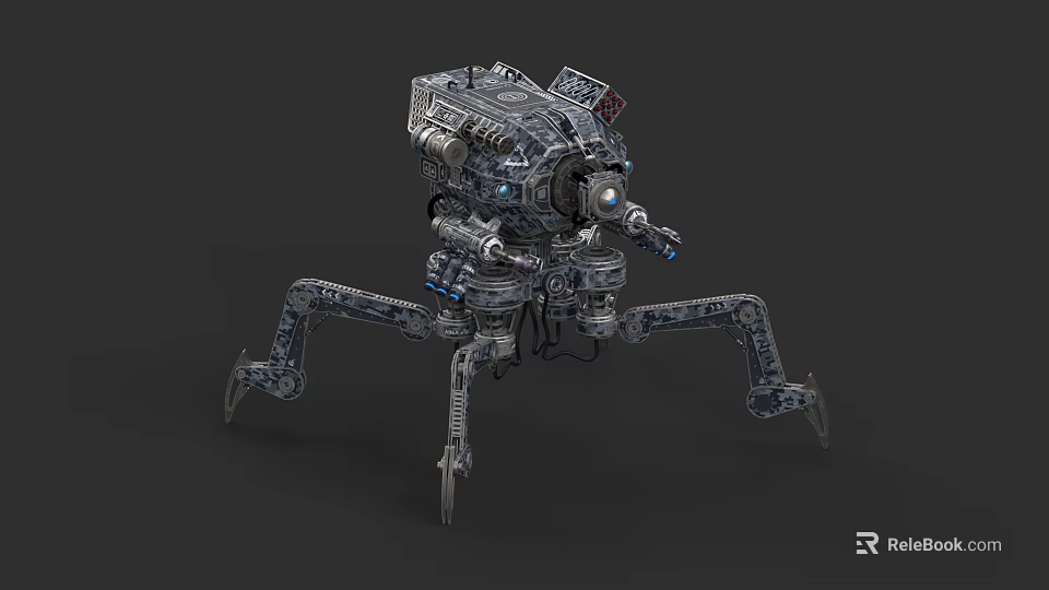 Futuristic Combat Weapon Featuring Mechanical Legs Advanced Cannon And Metallic Structure 3d model 