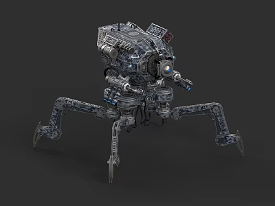 Futuristic Combat Weapon Featuring Mechanical Legs Advanced Cannon And Metallic Structure 3d model