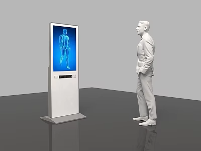 Public Facility Interactive Kiosk With Human Body Image Display For User Interaction 3d model