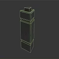 Layered Metallic Pillar Structure With Reflective Surface On Dark Background