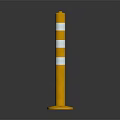 High Quality Yellow And White Striped Metal Warning Bollard For Traffic Safety Protection