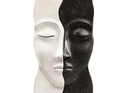 Black and White Face Sculpture Modern Wall Decor with Minimalist Design for Home Interior 3d model