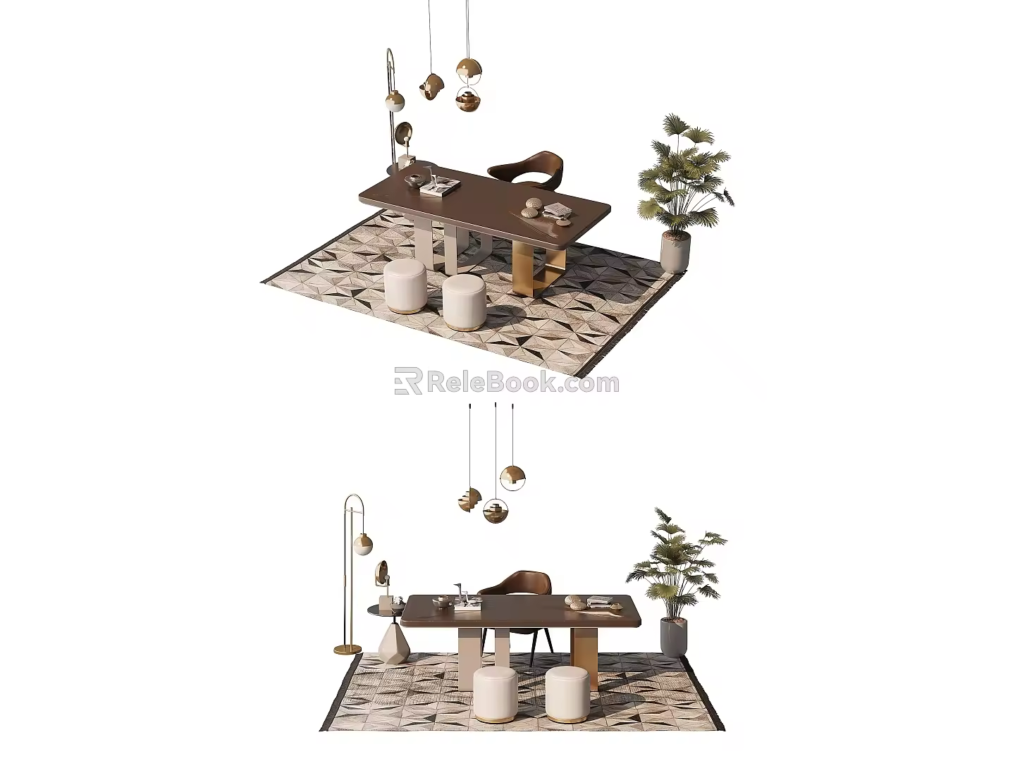 Nordic Desk and Chair Table Desk 3d model