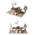 Nordic Desk and Chair Table Desk 3d model