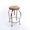 Modern Minimalist Leisure Chair With Wooden Round Seat And Stainless Steel Curved Frame