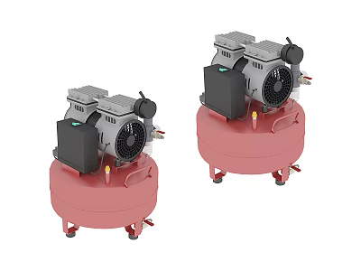 Two Pink Air Compressors With Tank And Wheels For Industrial Use 3d model
