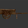 Rustic Vintage Wooden Cart With Wooden Wheels And Plank Structure Design