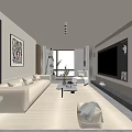 Modern Living Room Interior Design With Beige Sofa Coffee Table And Floor to Ceiling Window