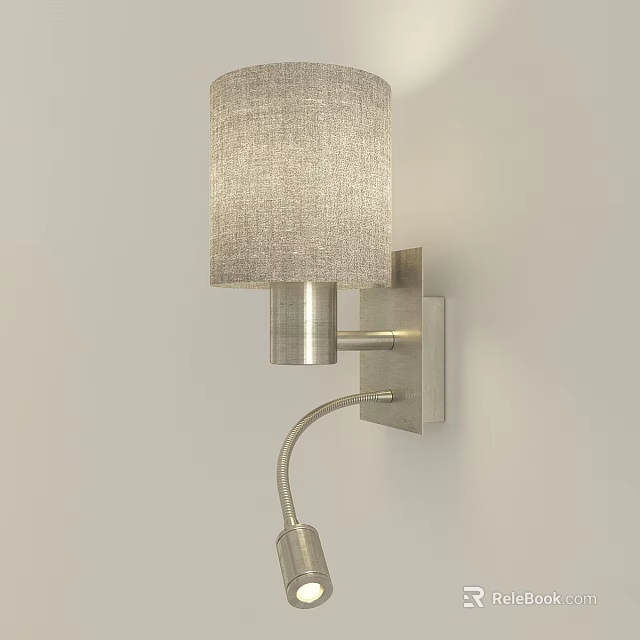 Modern Wall Lamp With Linen Fabric Shade And Metal Bracket For Home Decor 3d model 